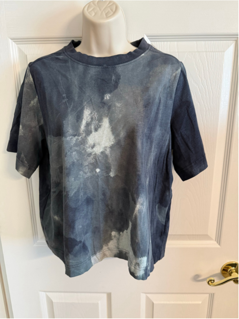 G-Star RAW Printed Boxy T-Shirt Indigo Blue Watercolor Wash Size S EUC